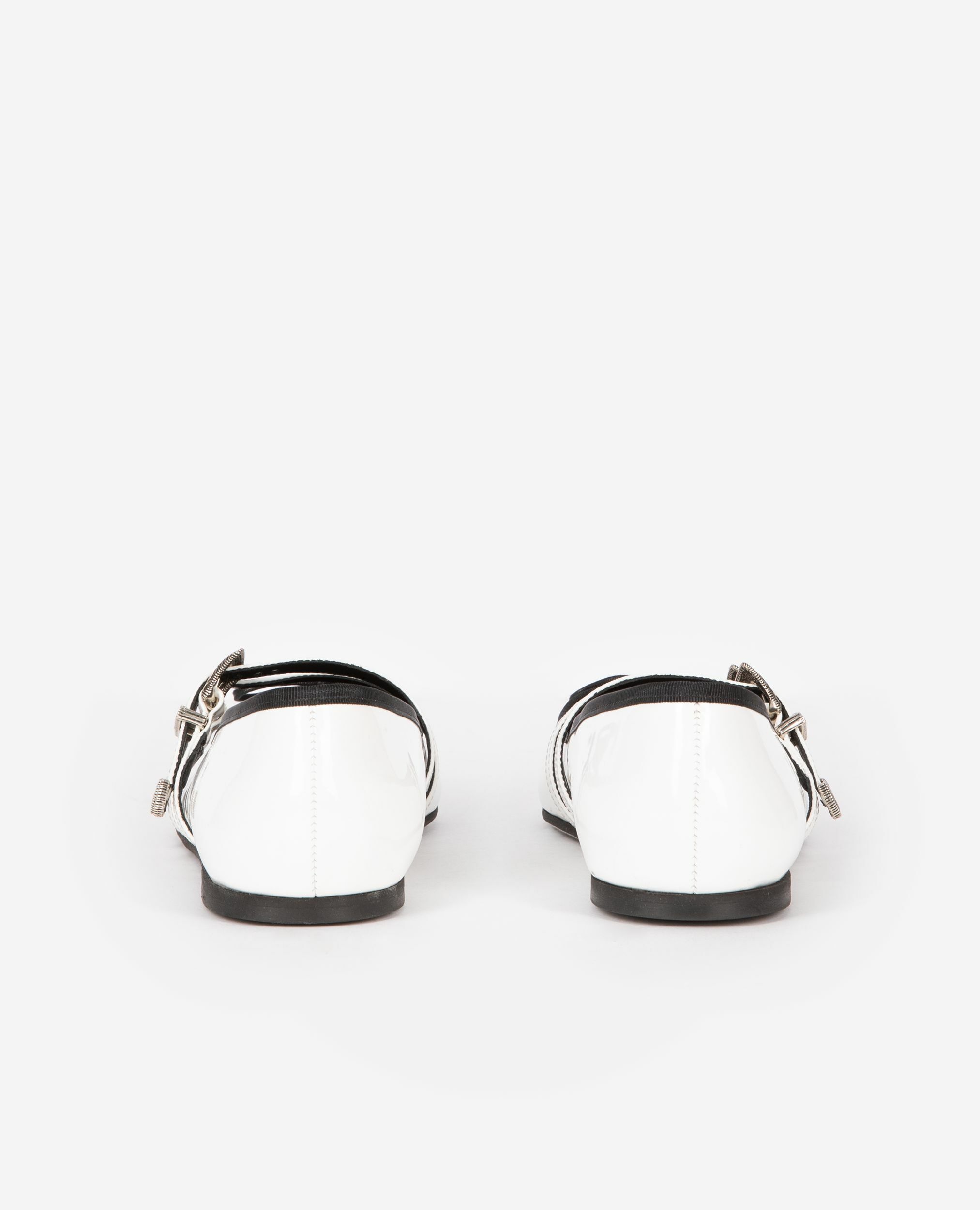 Ballerines plates en cuir blanc, WHITE, hi-res image number null