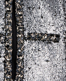 The Kooples FEMME SILVER veste à sequins et perles argentée