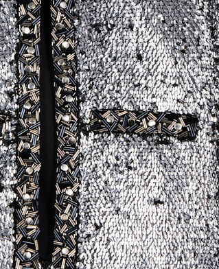 The Kooples WOMEN SILVER sequin and silver pearl jacket