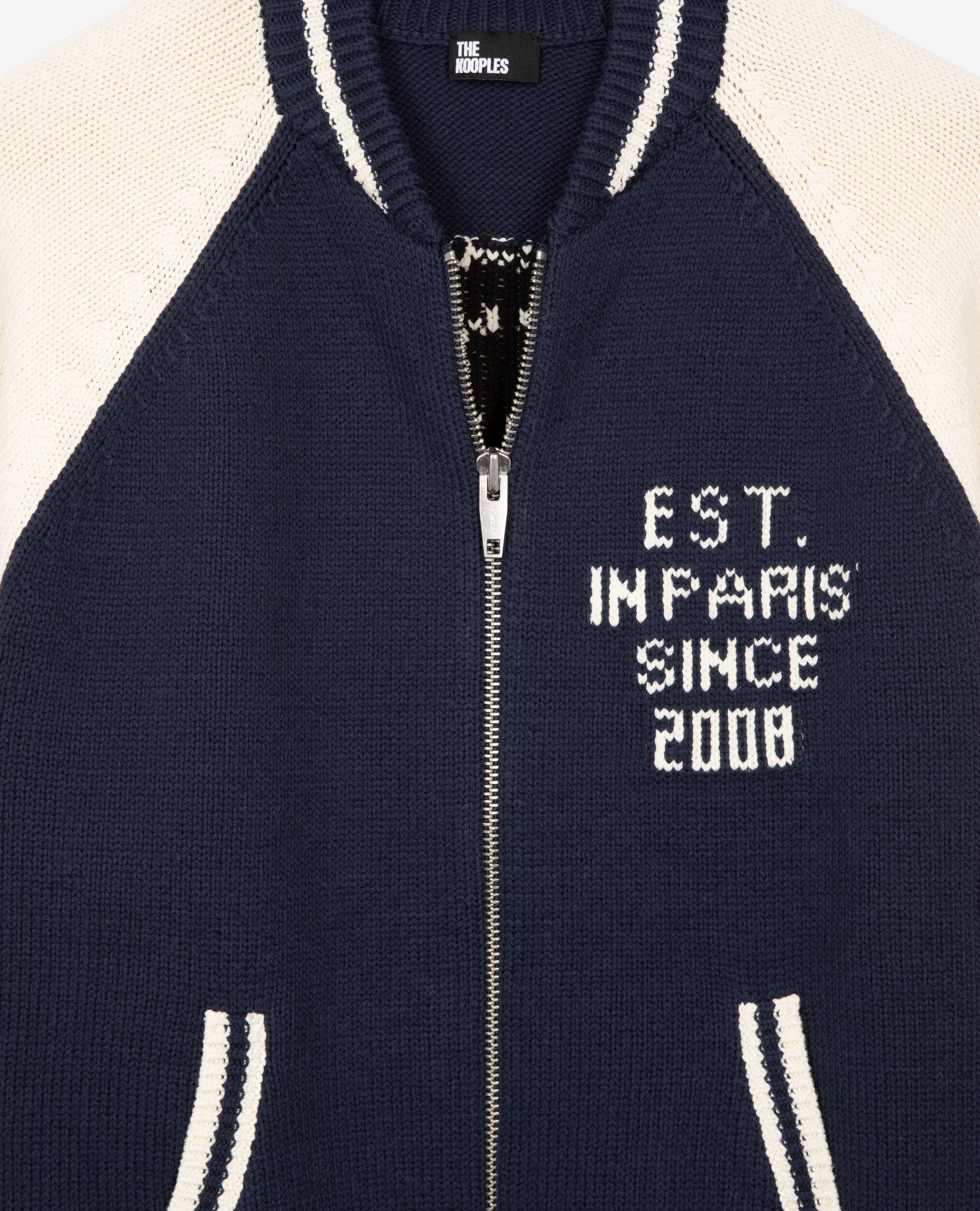 Cardigan teddy marine et écru, DARK NAVY-ECRU, hi-res image number null