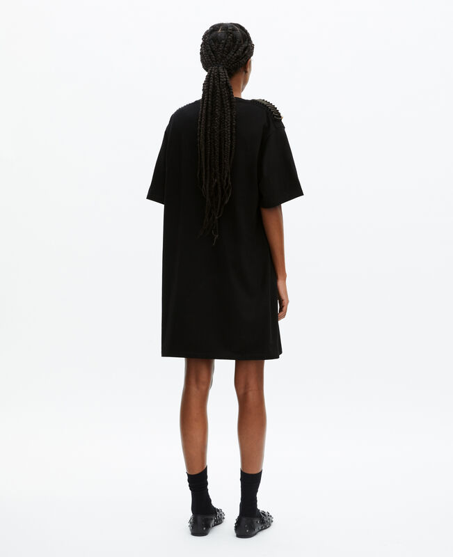 The Kooples FEMME BLACK WASHED robe courte avec chaînes noire