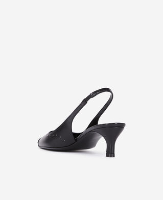 The Kooples WOMEN BLACK slingback pumps in black leather with studs