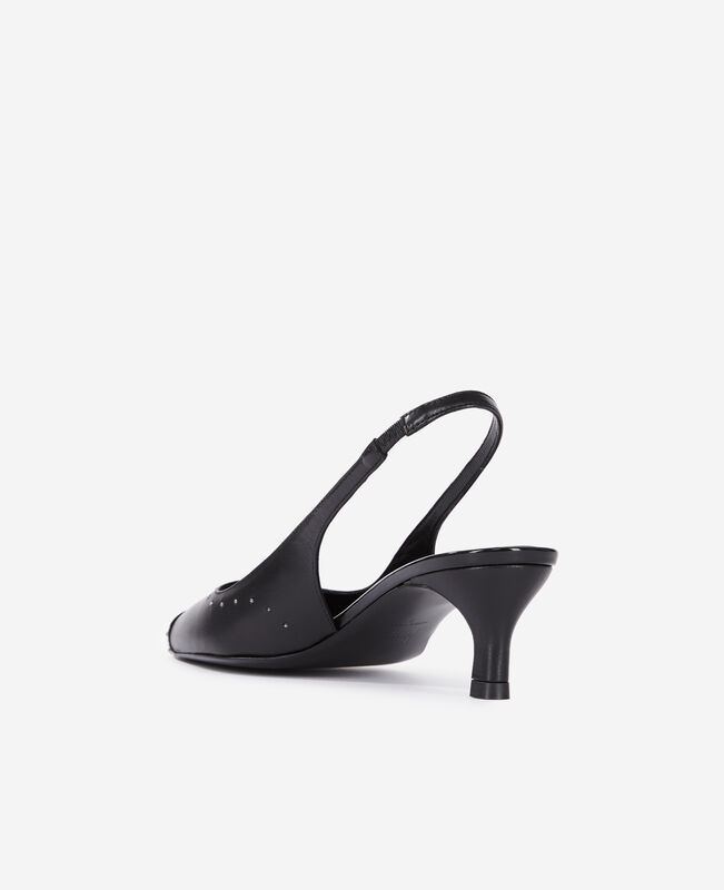 The Kooples FEMME BLACK escarpins à bride arrière en cuir noir avec clous