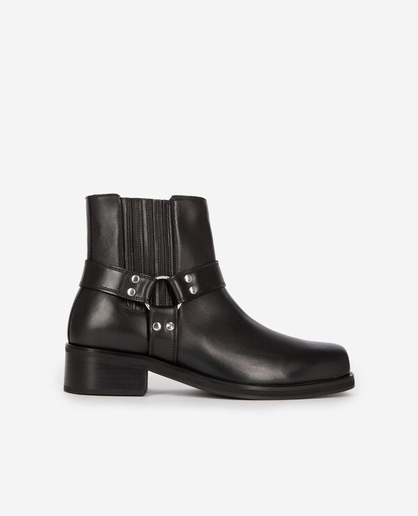 The Kooples HOMME BLACK bottines avec sangles en cuir noir