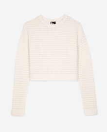 The Kooples FEMME ECRU pull court ajouré en coton mélangé ecru