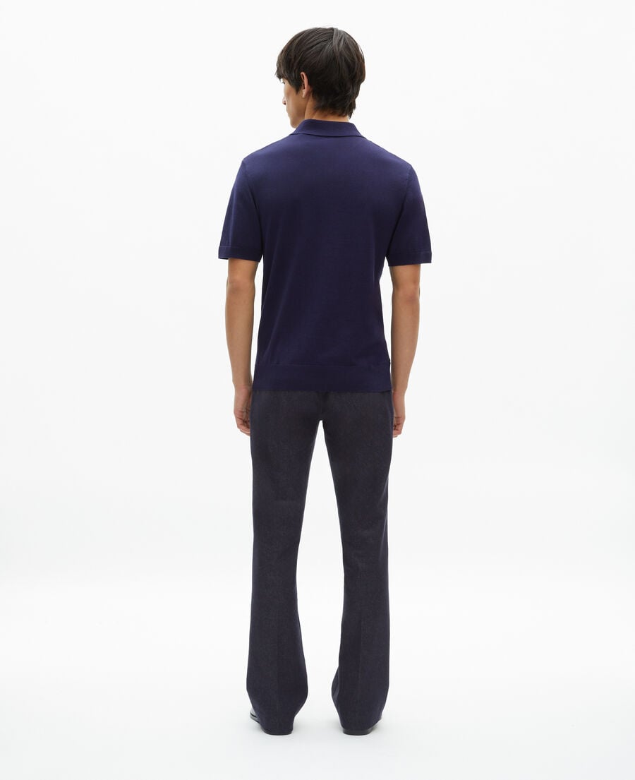The Kooples HOMME NAVY polo en maille col zippé marine