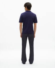 The Kooples HOMME NAVY polo en maille col zippé marine
