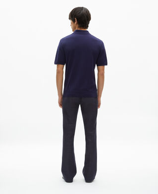 The Kooples HOMME NAVY polo en maille col zippé marine