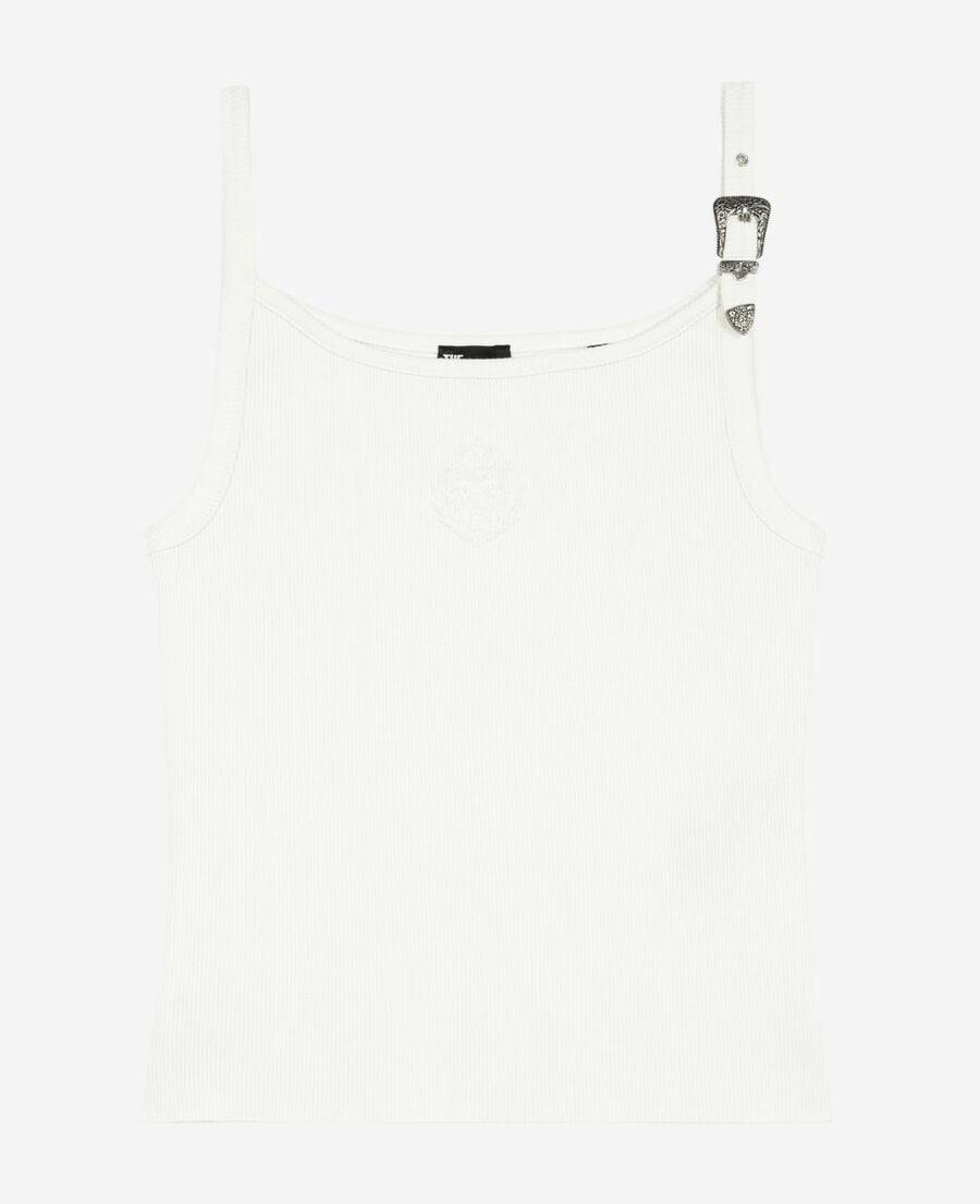 The Kooples FEMME ECRU débardeur côtelé écru
