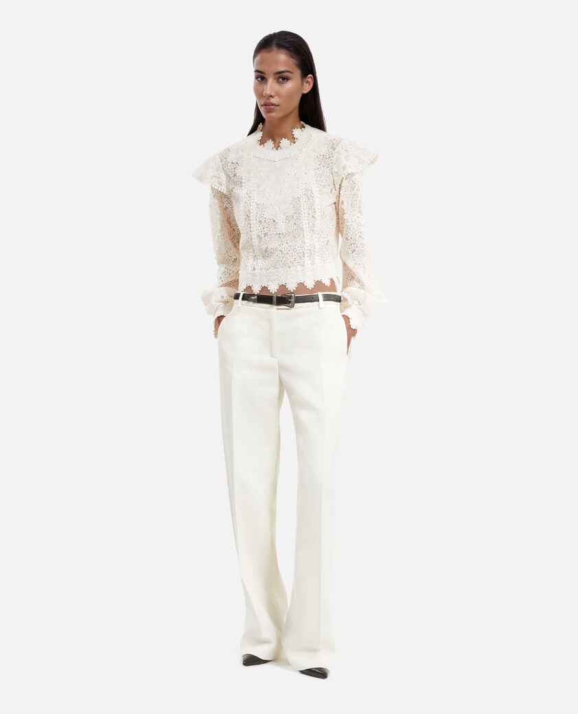 The Kooples MUJER ECRU top de encaje crudo