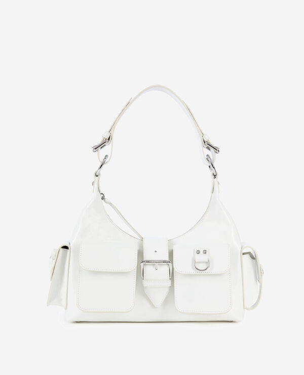 The Kooples FEMME WHITE sac amelia en cuir craquelé blanc