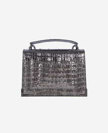 The Kooples FEMME GUN METAL SILVER sac emily small en cuir effet crocodile gunmetal