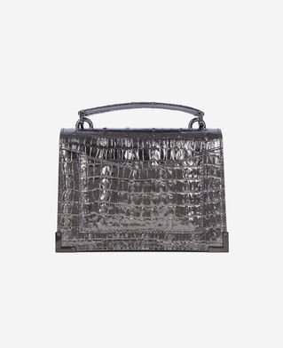 The Kooples DAMEN GUN METAL SILVER tasche emily small aus leder in krokodiloptik gunmetal