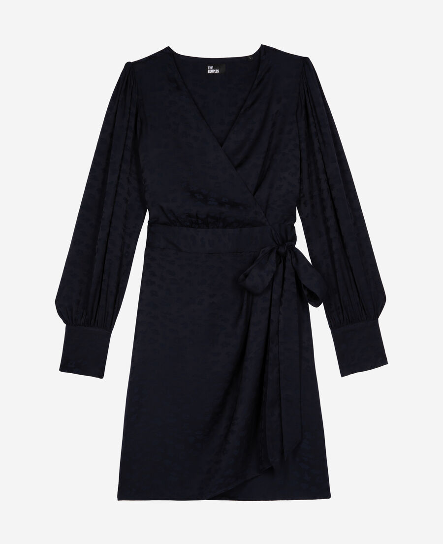 The Kooples FEMME NAVY robe courte portefeuille jacquard marine