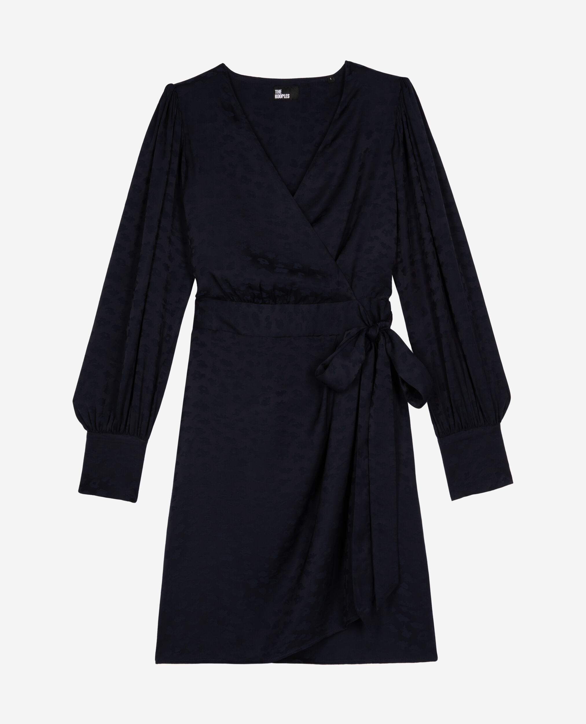 Robe courte portefeuille jacquard marine, NAVY, hi-res image number null