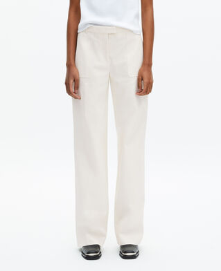 The Kooples WOMEN ECRU ecru cotton wide-leg pants