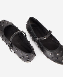 The Kooples FEMME BLACK ballerines en cuir noir avec clous