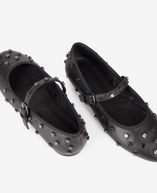 The Kooples FEMME BLACK ballerines en cuir noir avec clous