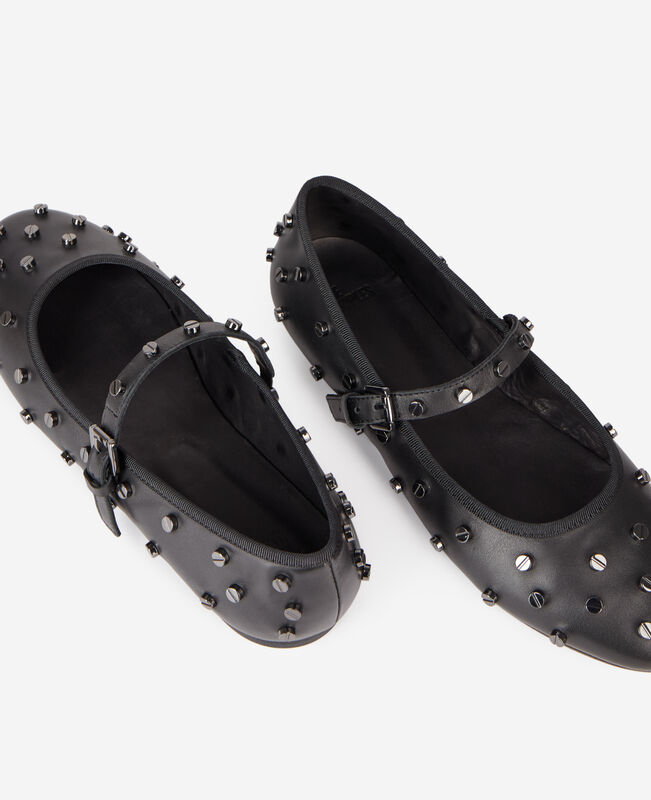 The Kooples FEMME BLACK ballerines en cuir noir avec clous