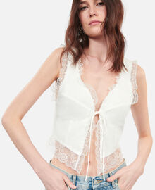 The Kooples FEMME ECRU top sans manches avec dentelle écru