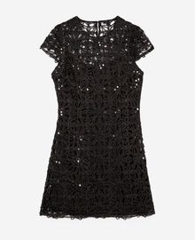 The Kooples FEMME BLACK robe courte en guipure noire