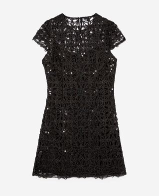 The Kooples FEMME BLACK robe courte en guipure noire