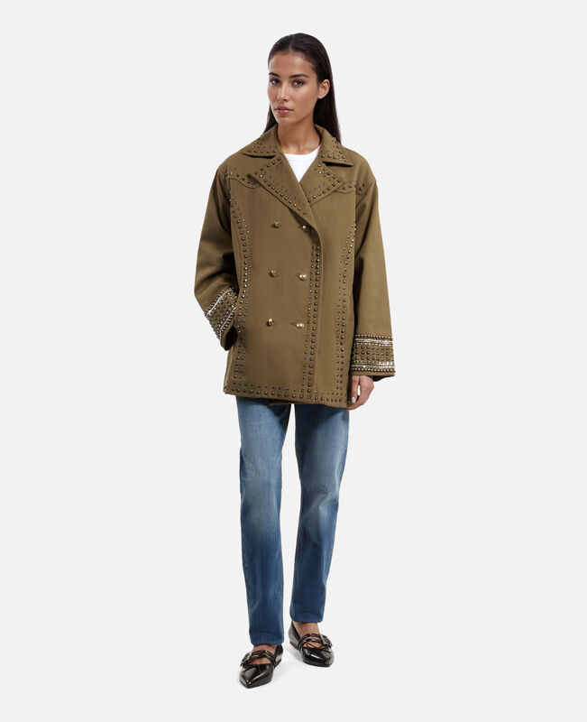 The Kooples FEMME KAKI caban avec studs et perles kaki