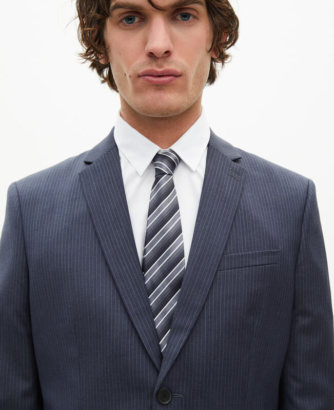 The Kooples HOMME BLUE veste de costume en laine à rayures bleue