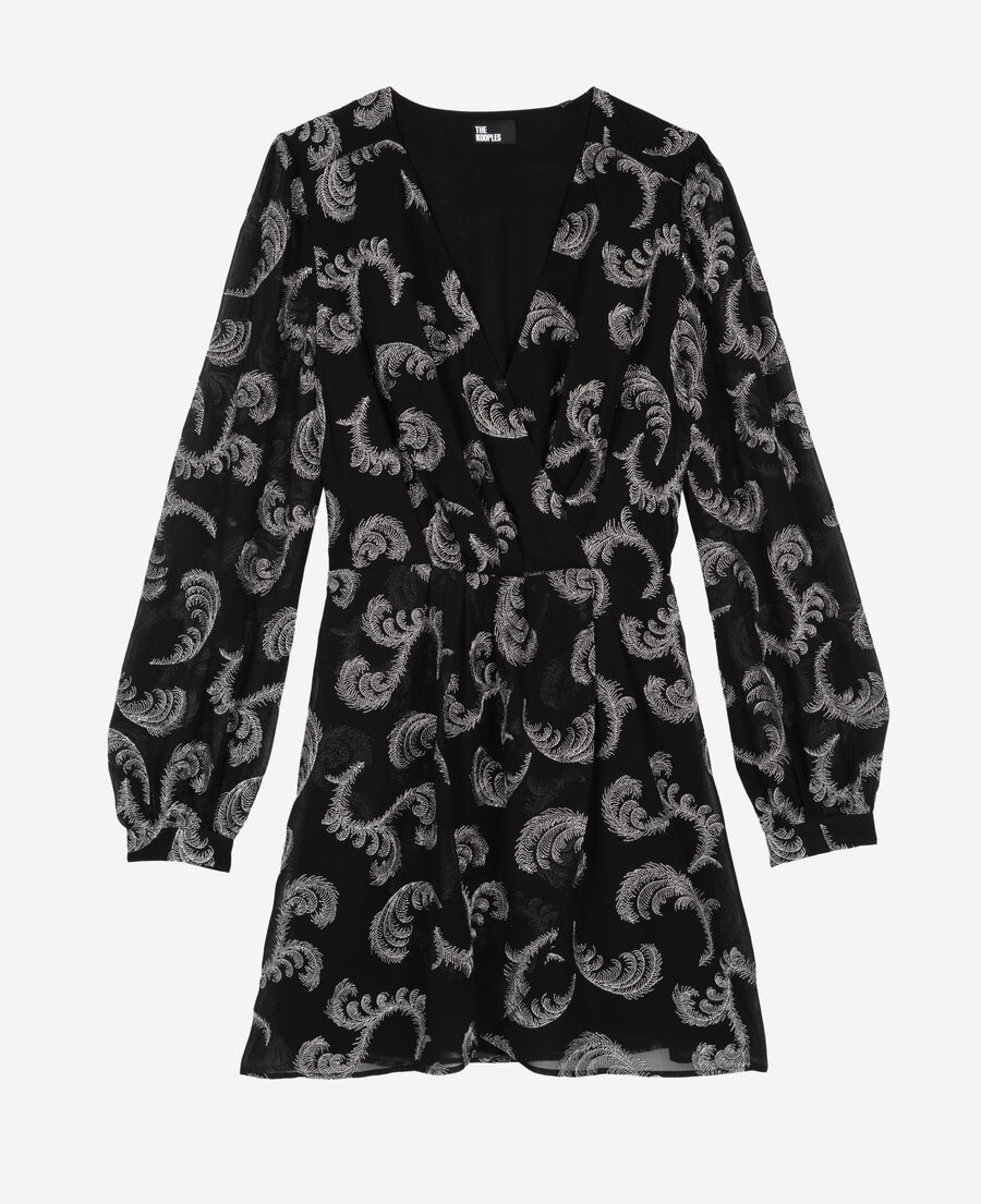 The Kooples FEMME BLACK / SILVER robe effet portefeuille courte noire