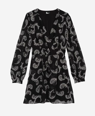 The Kooples FEMME BLACK / SILVER robe effet portefeuille courte noire