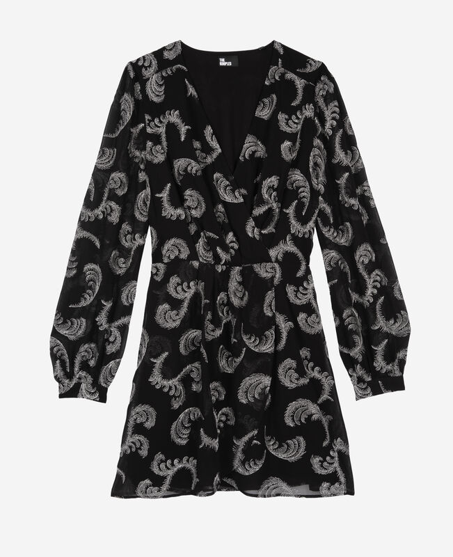 The Kooples FEMME BLACK / SILVER robe effet portefeuille courte noire