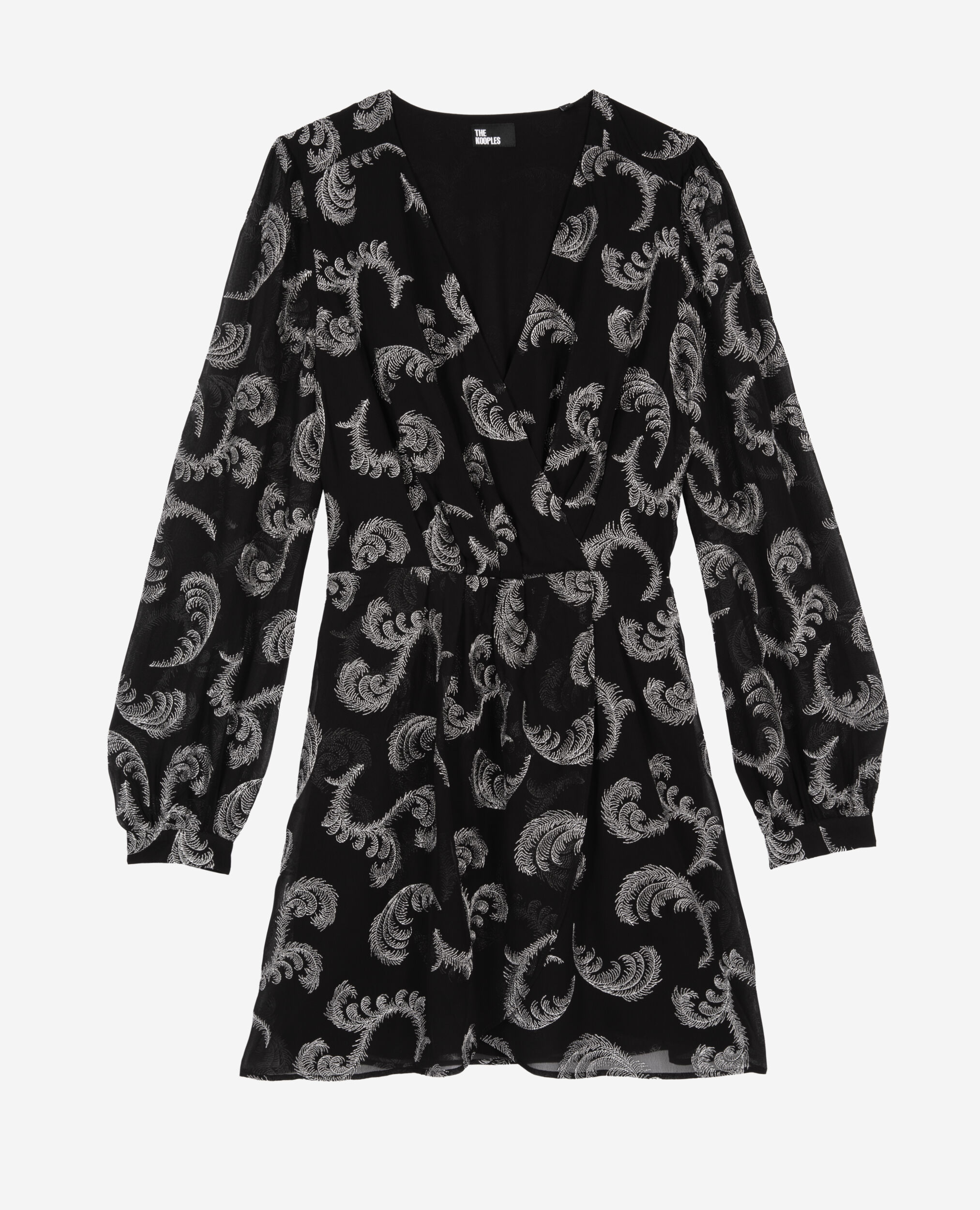 Robe effet portefeuille courte noire, BLACK / SILVER, hi-res image number null