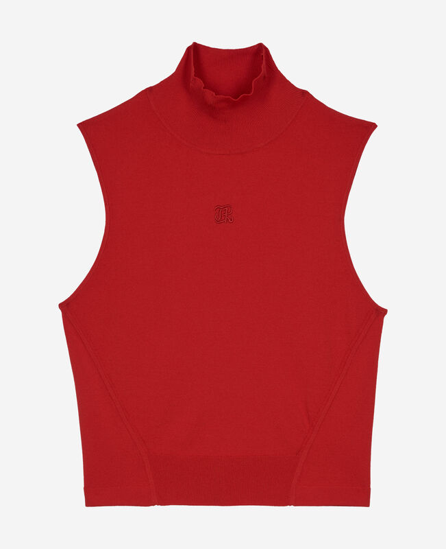 The Kooples FEMME RED top en maille rouge