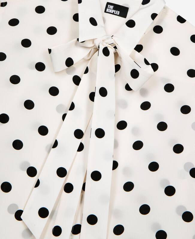 The Kooples FEMME WHITE / BLACK chemise à pois en soie blanche