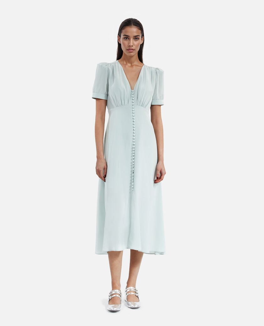 The Kooples MUJER BLUE/GREEN vestido largo con botones de seda azul