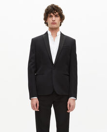 The Kooples HOMME BLACK veste de smoking avec détails en satin coupe ajustée noire