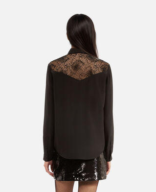 The Kooples FEMME BLACK chemise en soie avec dentelle noire