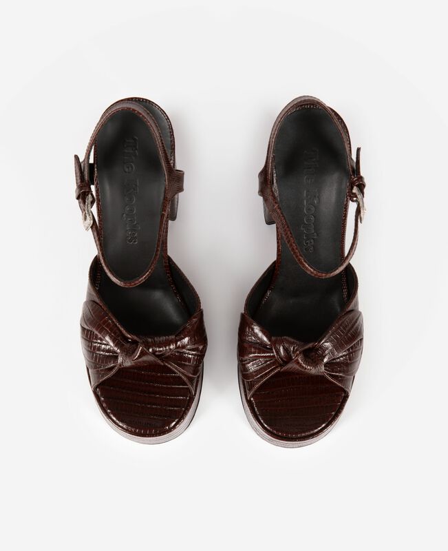 The Kooples FEMME BROWN sandales à talons en cuir marron