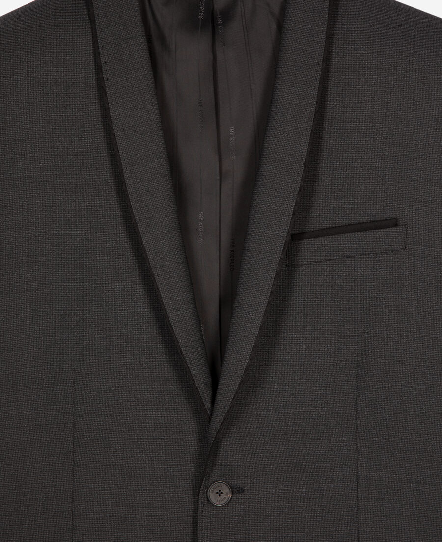 The Kooples MEN BLACK GREY black micro check wool blend suit jacket