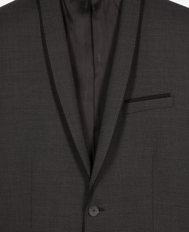 The Kooples HOMME BLACK GREY veste de costume en laine mélangée micro carreaux noire