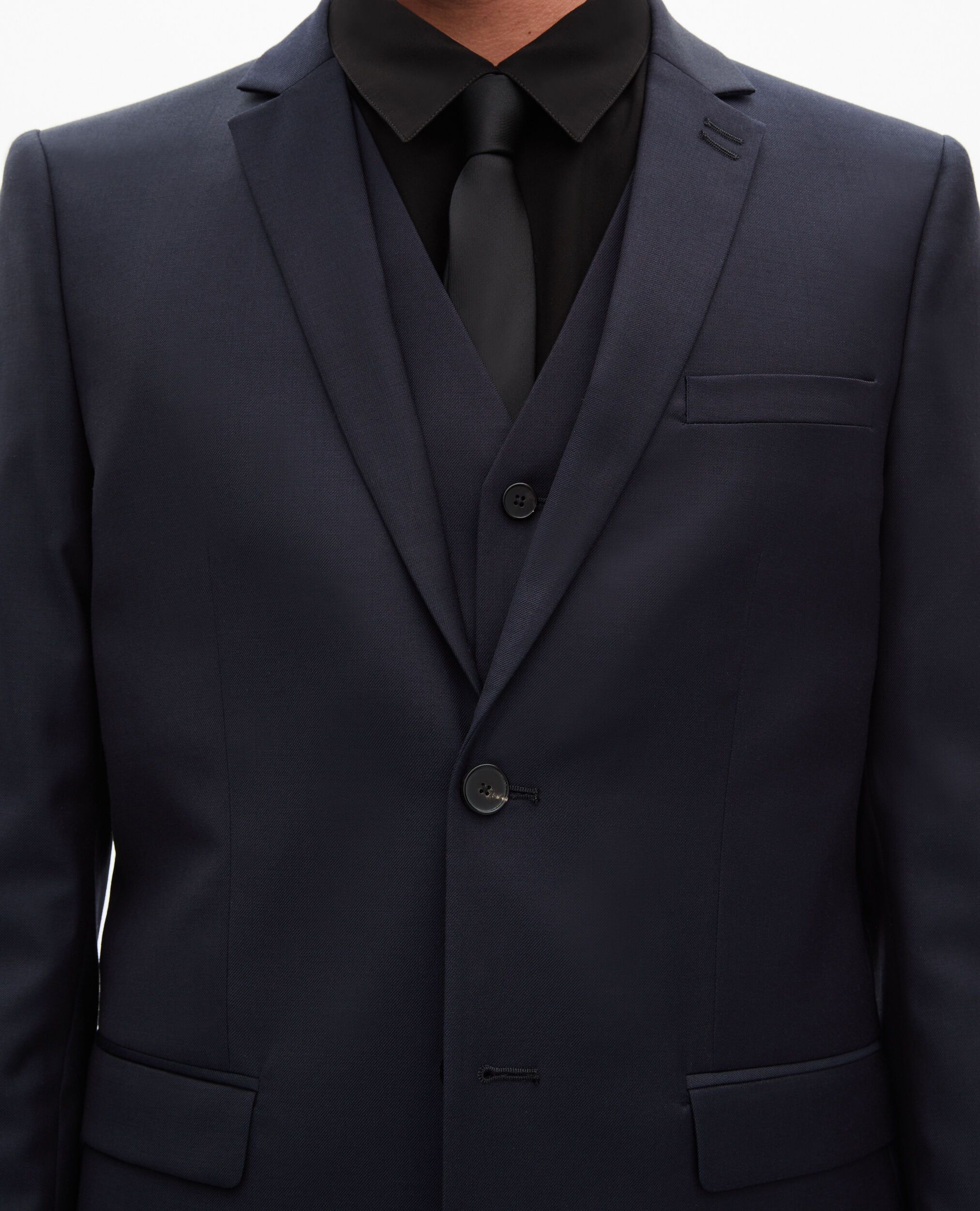 Veste de costume en laine droite bleue, DARK NAVY, hi-res image number null