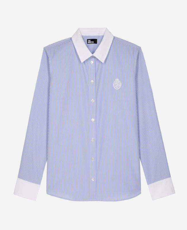 The Kooples FEMME BLUE WHITE chemise à rayures avec col contrasté bleue