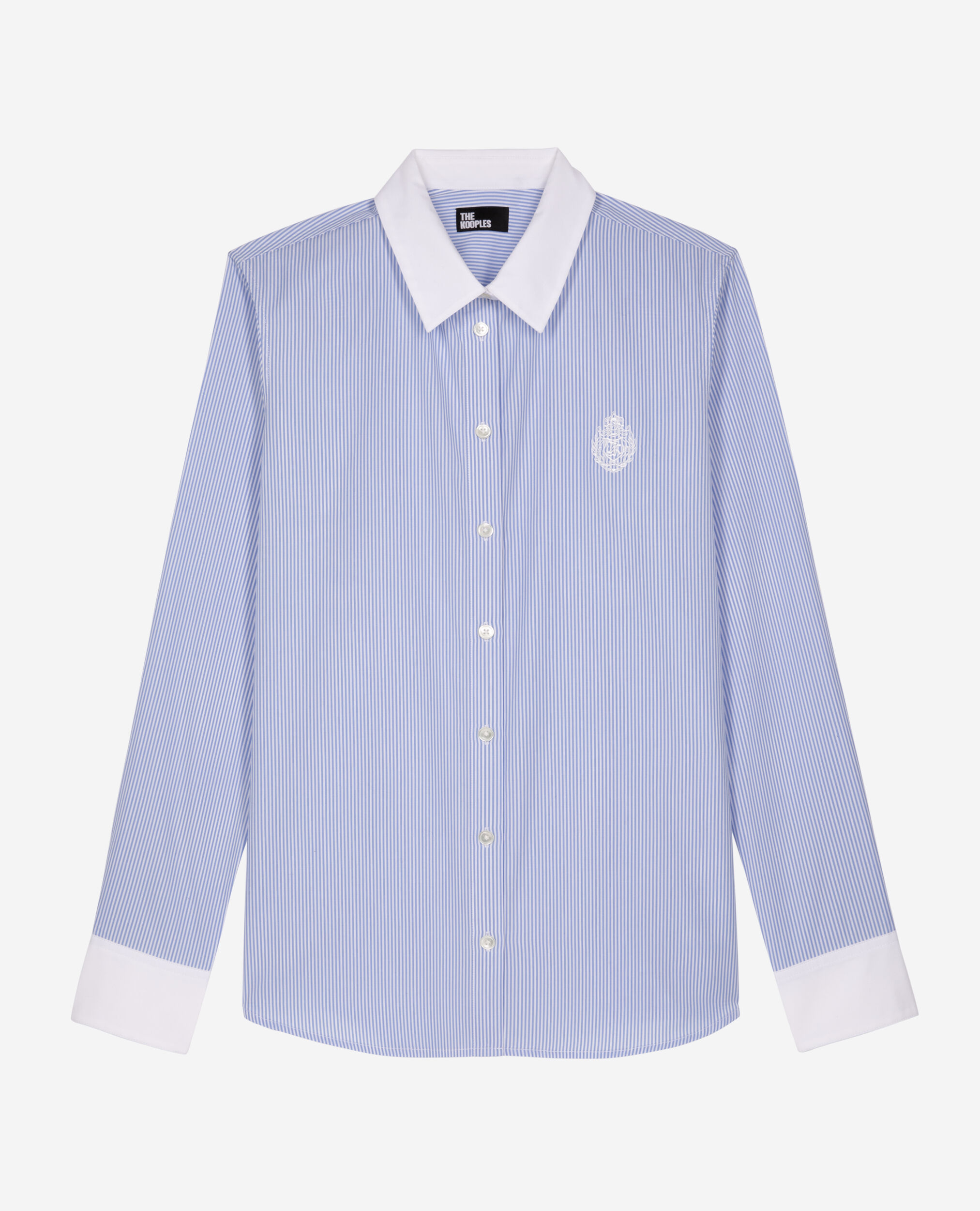 Chemise à rayures avec col contrasté bleue, BLUE WHITE, hi-res image number null