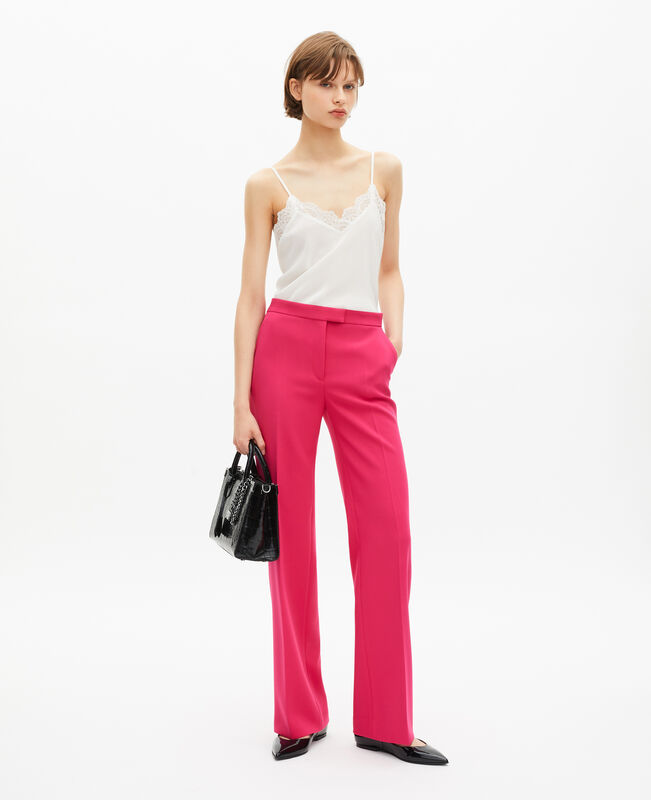 The Kooples FEMME PINK pantalon tailleur rose en crêpe
