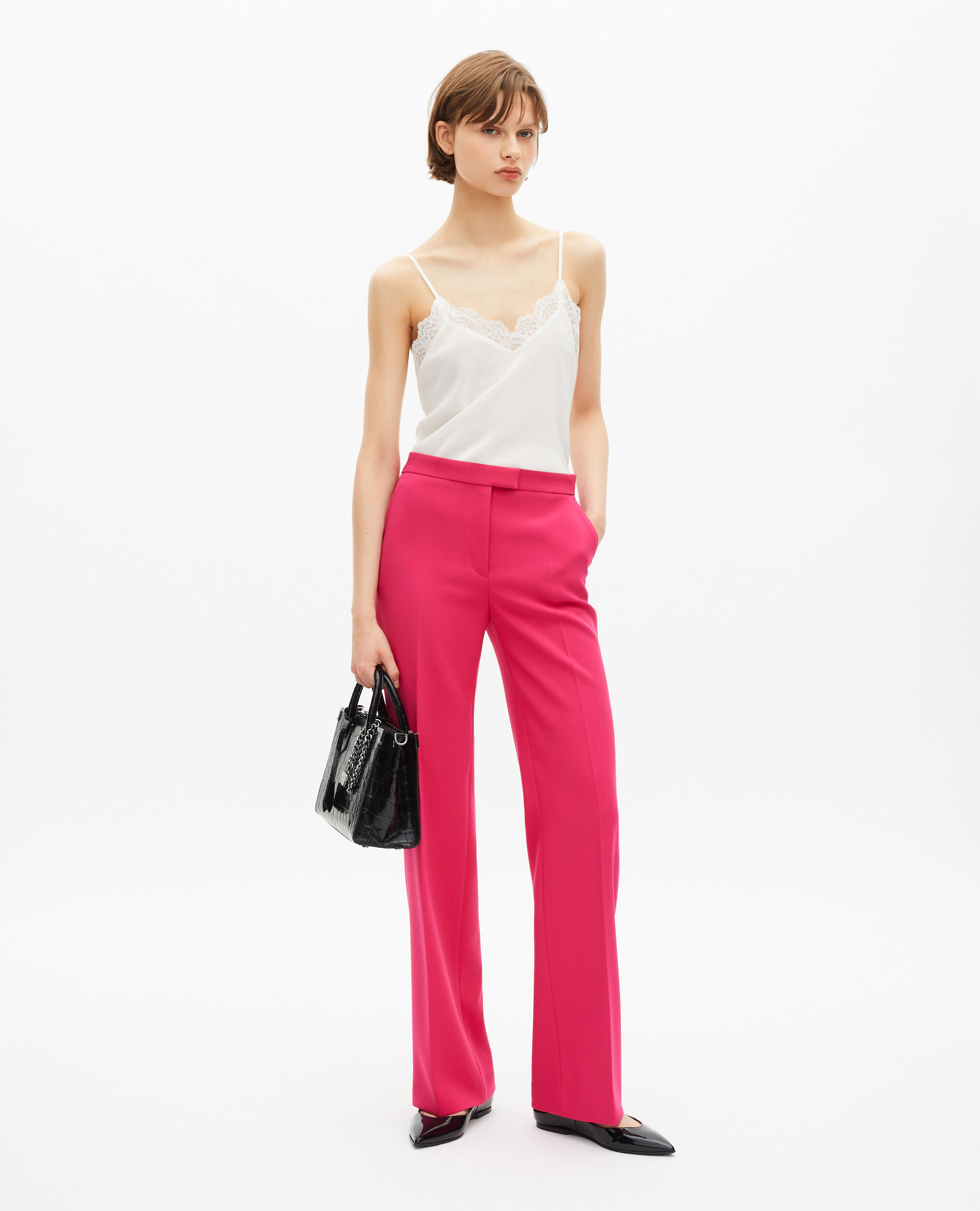 Pantalon tailleur rose en crêpe, PINK, hi-res image number null