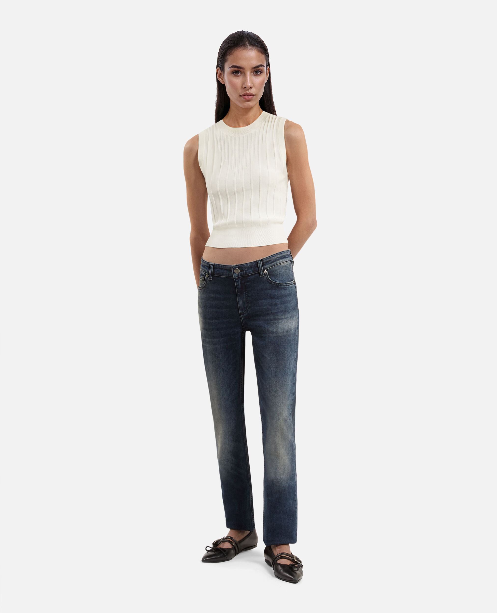 Top en maille blanc, WHITE, hi-res image number null