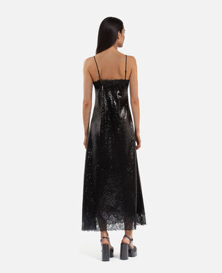 The Kooples WOMEN BLACK black sequinned long babydoll dress
