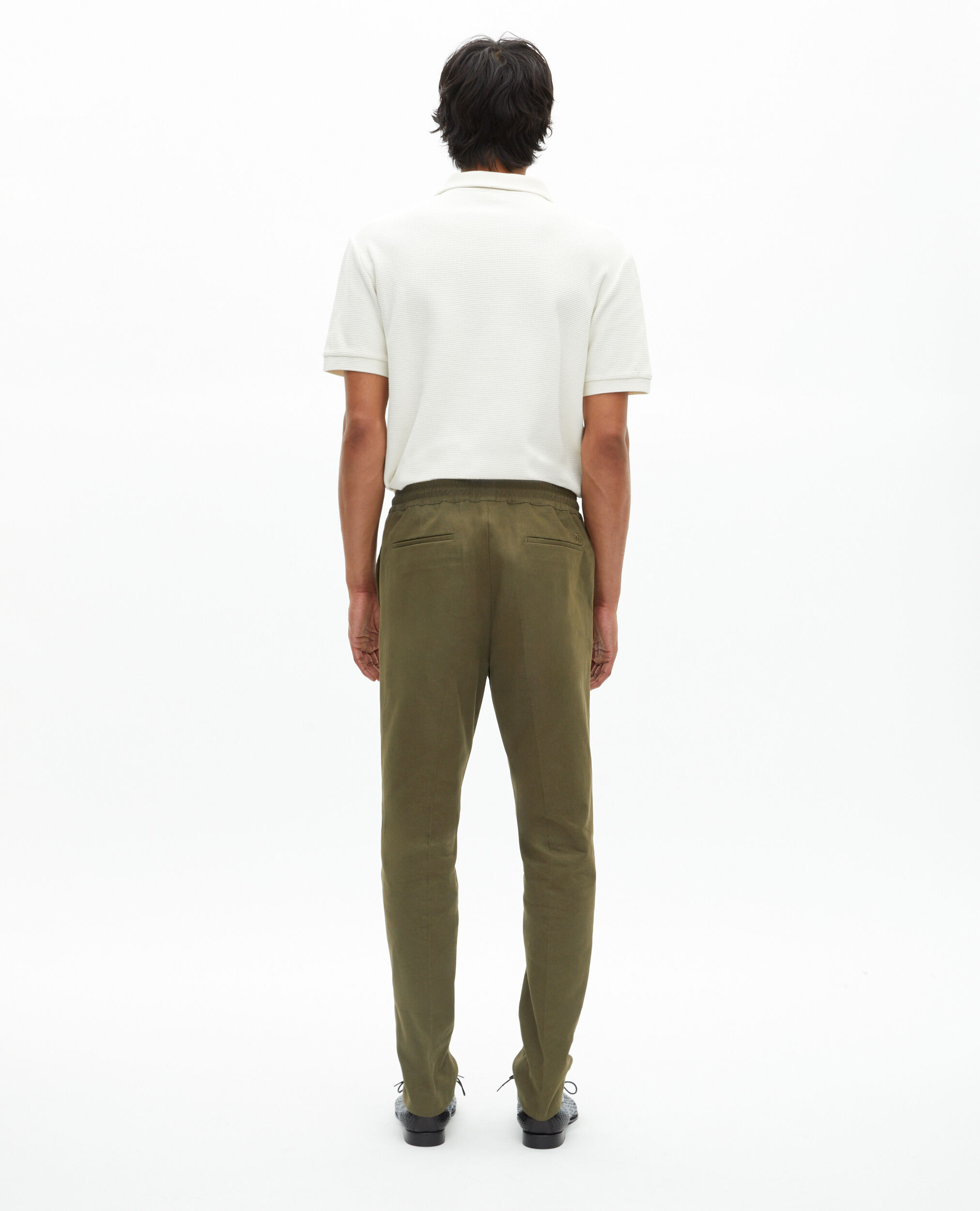 Pantalon droit en coton kaki, KAKI, hi-res image number null
