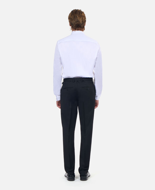 The Kooples HOMME BLACK pantalon de costume en laine à ceinture intégrée noir coupe ajustée