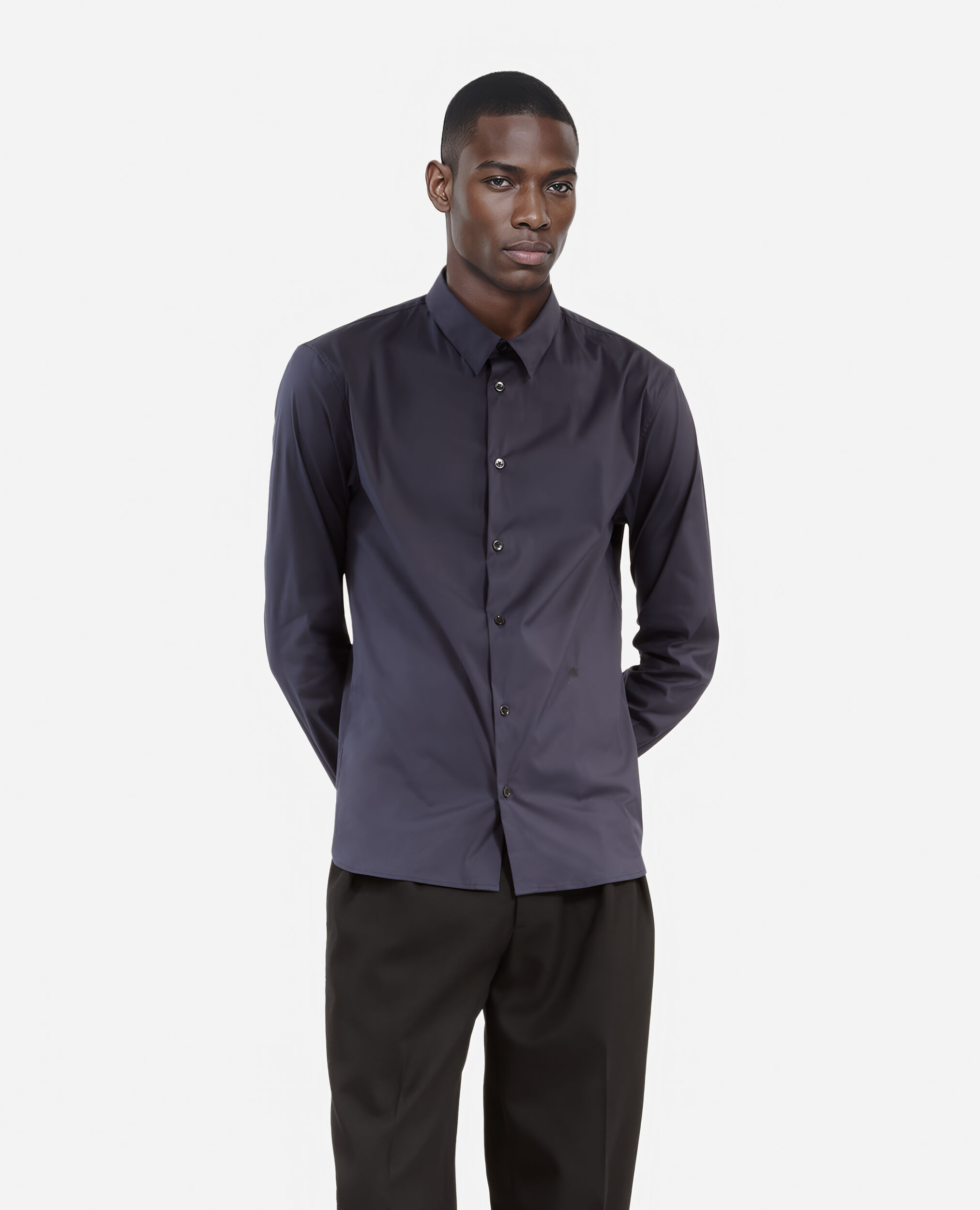 Chemise en popeline bleu marine, NAVY, hi-res image number null